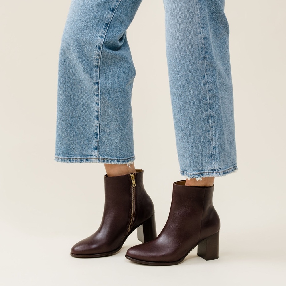Nisolo Lia Heeled Ankle Booties in Wine / Burgundy - Picture 6 of 13